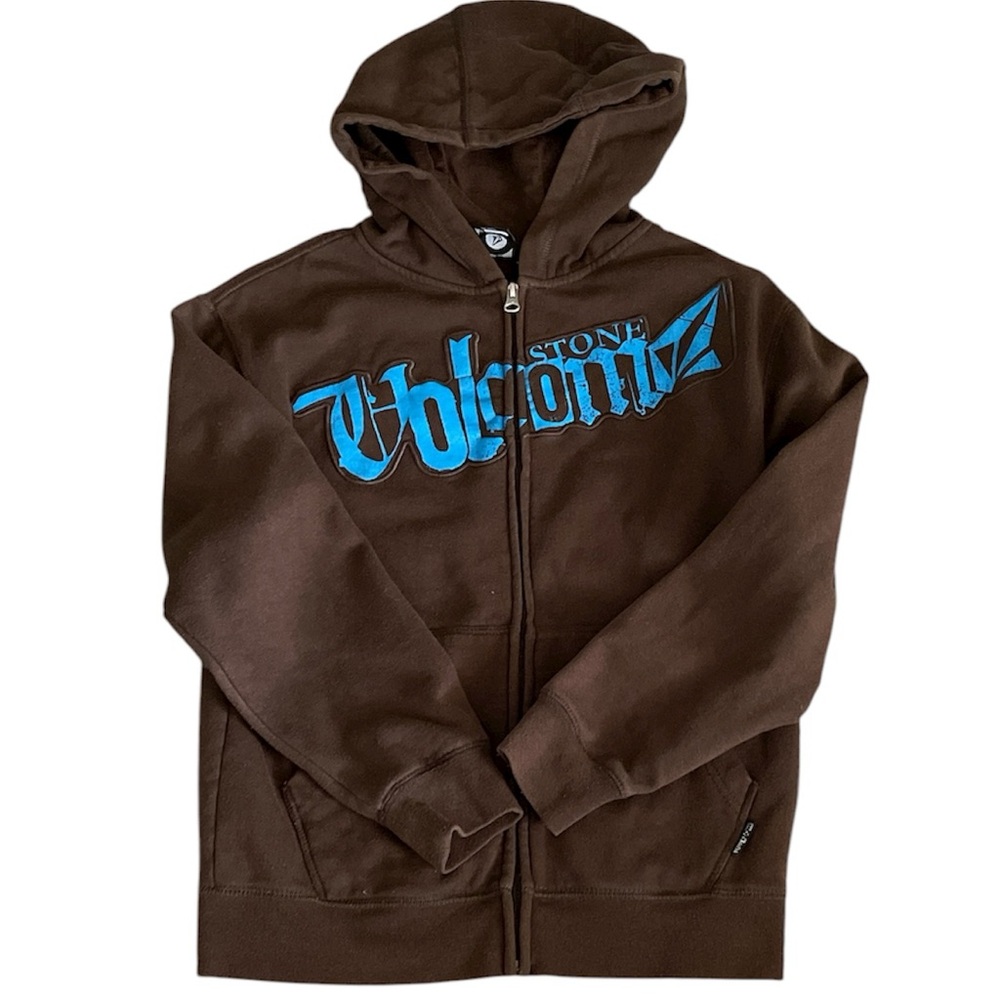 Volcom vintage youth Y2K brown & blue full zip hoodie